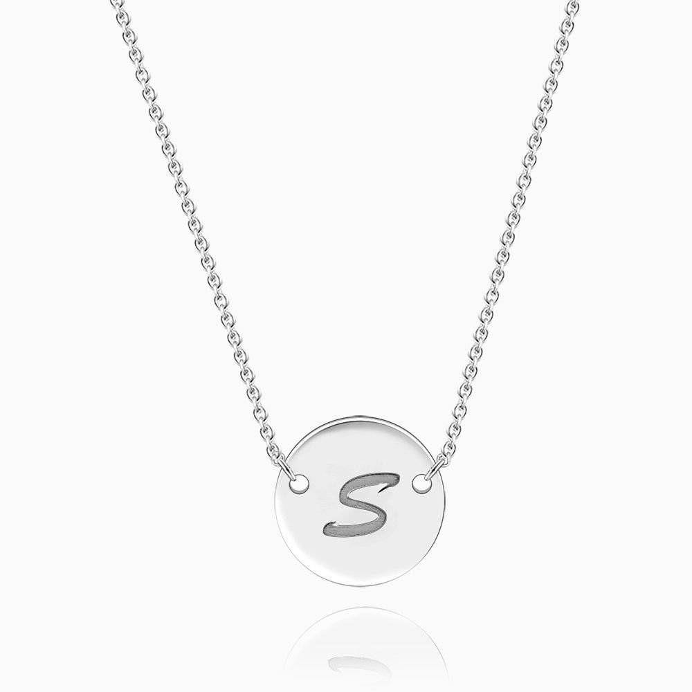 Engraved Coin Initial Necklace Rose Gold Plated Silver - soufeelus