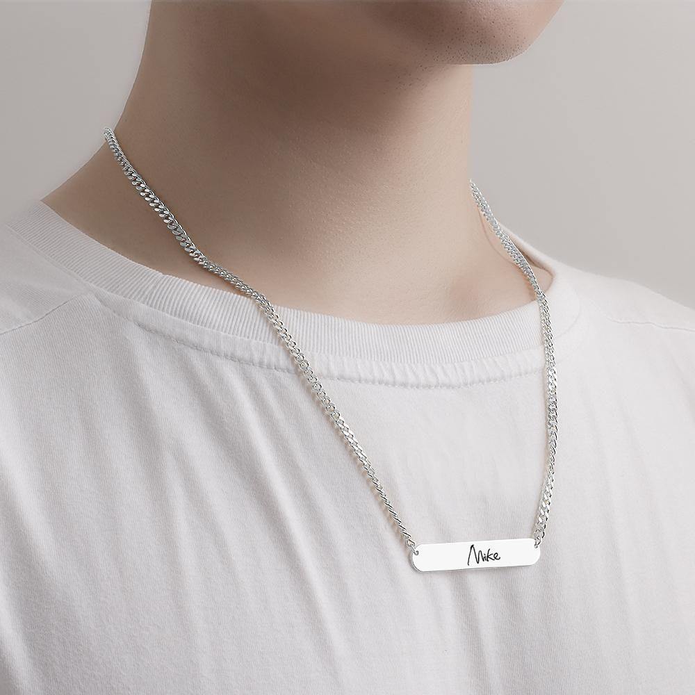 Custom Men?ˉs Necklace Thick Chain Photo Dog Tag Necklace for Friend - Silver - soufeelus