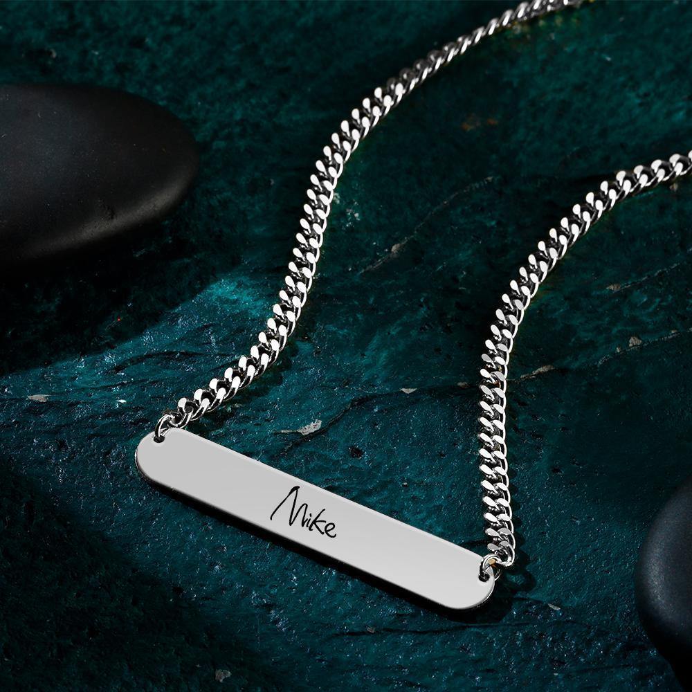 Custom Men?ˉs Necklace Thick Chain Photo Dog Tag Necklace for Friend - Silver - soufeelus