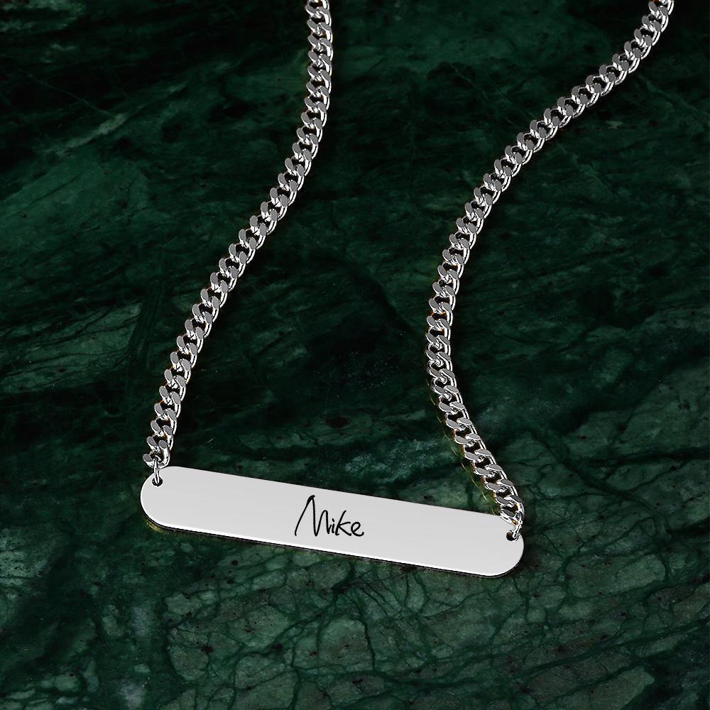 Custom Men?ˉs Necklace Thick Chain Photo Dog Tag Necklace for Friend - Silver - soufeelus