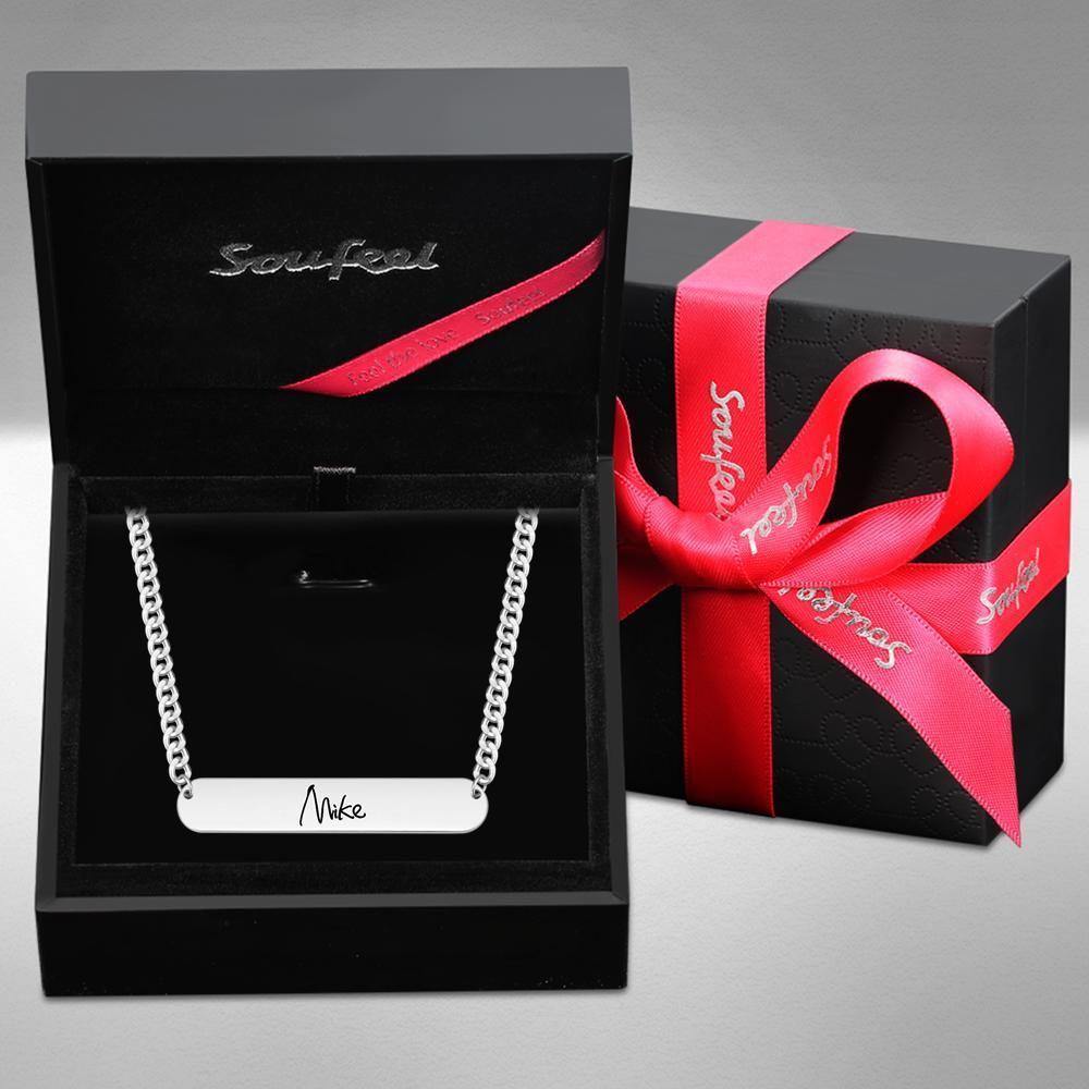 Custom Men?ˉs Necklace Thick Chain Photo Dog Tag Necklace for Friend - Silver - soufeelus