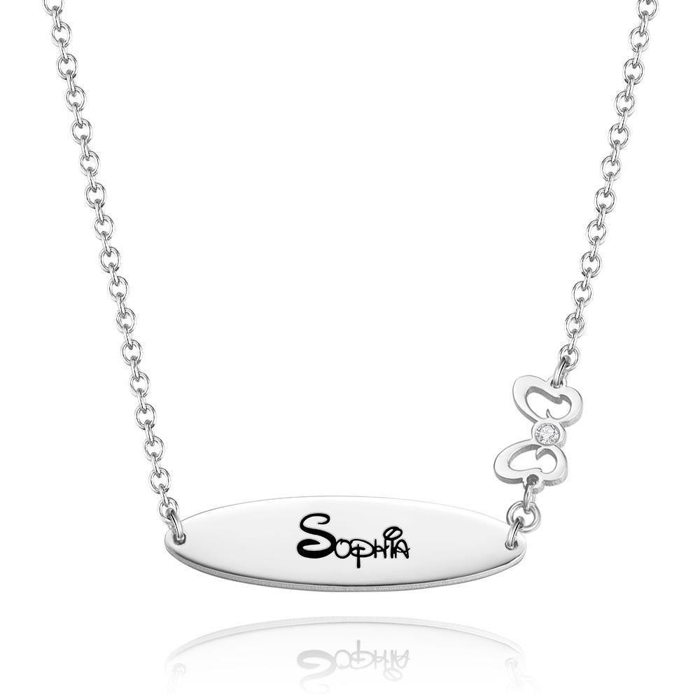 Engraved Necklace with Little Bow Memorial Gift For Girl 14k Gold - soufeelus