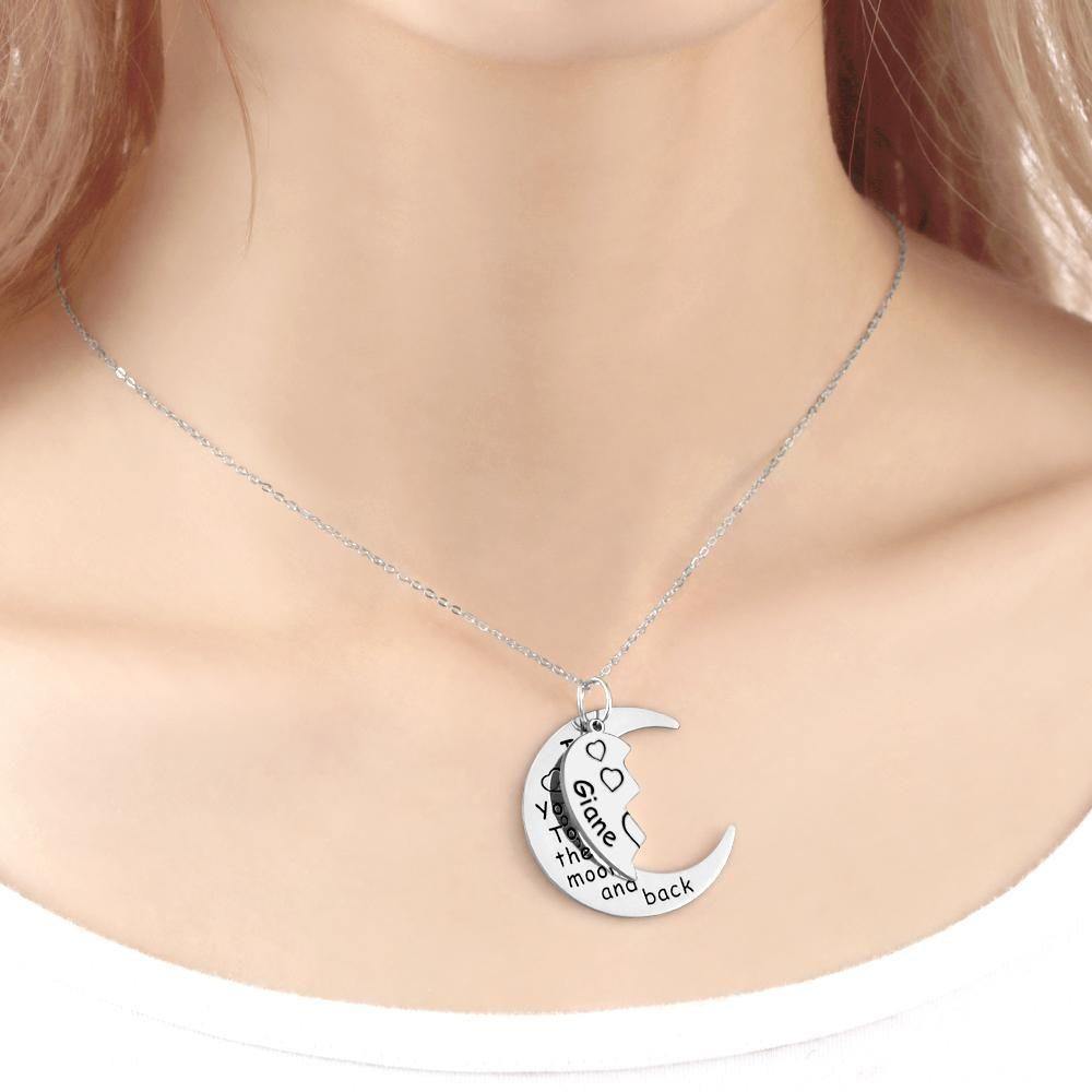 Engraved Necklace Couple's Necklace Interlocking Broken Heart Silver - soufeelus