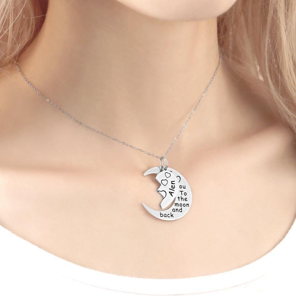 Engraved Necklace Couple's Necklace Interlocking Broken Heart Silver - soufeelus