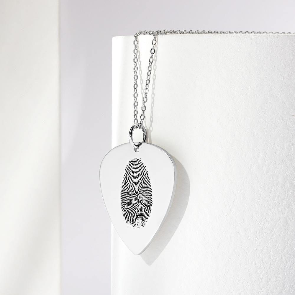 Actual Fingerprint Necklace Guitar Pick Necklace Memorial Gift for Him - soufeelus