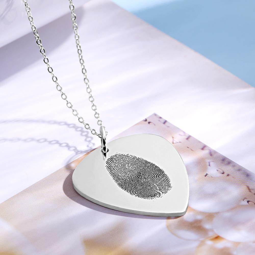 Actual Fingerprint Necklace Guitar Pick Necklace Memorial Gift for Him - soufeelus