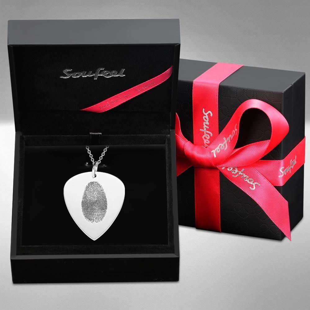 Actual Fingerprint Necklace Guitar Pick Necklace Memorial Gift for Him - soufeelus