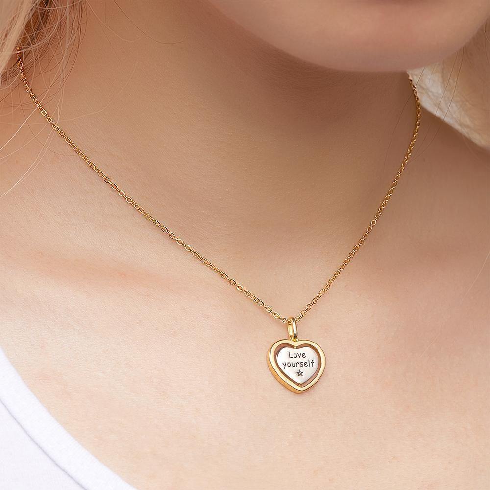 Engraved Necklace Heart Full of Wishing Necklace Custom Necklace 14k Gold Plated Silver - soufeelus