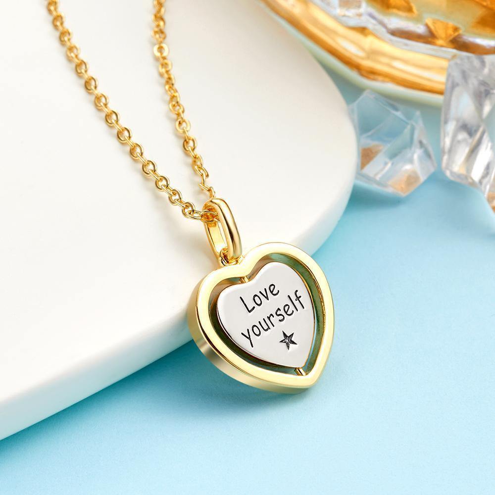 Engraved Necklace Heart Full of Wishing Necklace Custom Necklace 14k Gold Plated Silver - soufeelus