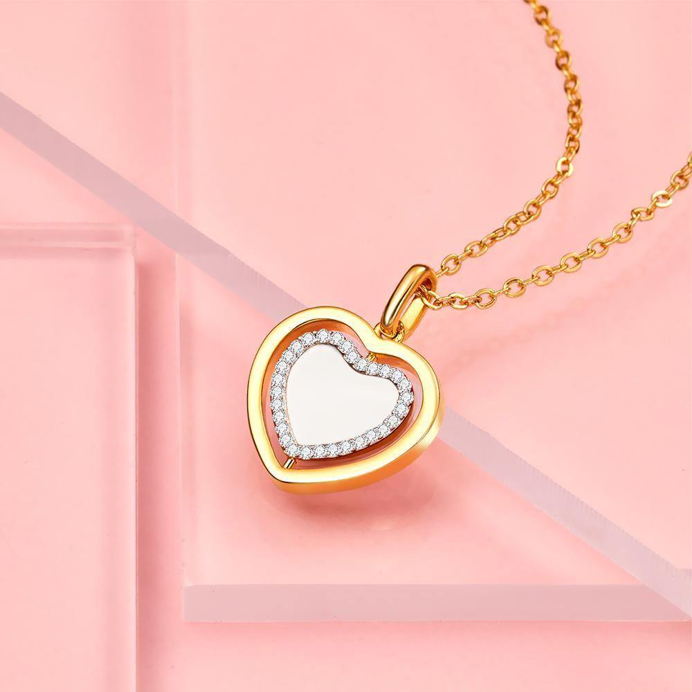 Engraved Necklace Heart Full of Wishing Necklace Custom Necklace 14k Gold Plated Silver - soufeelus