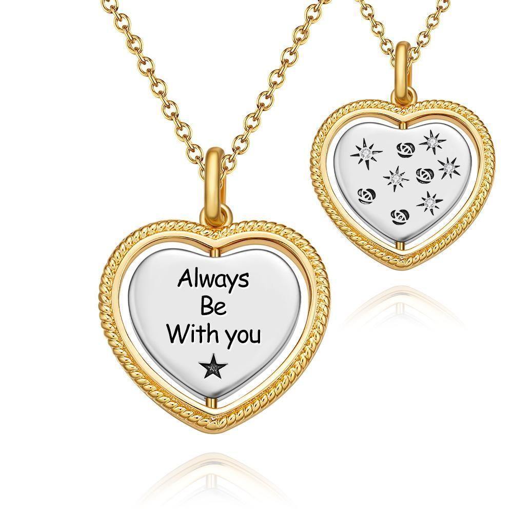 Engraved Necklace Rose Night Sky Wishing Coin Necklace Custom Necklace 14k Gold Plated - soufeelus