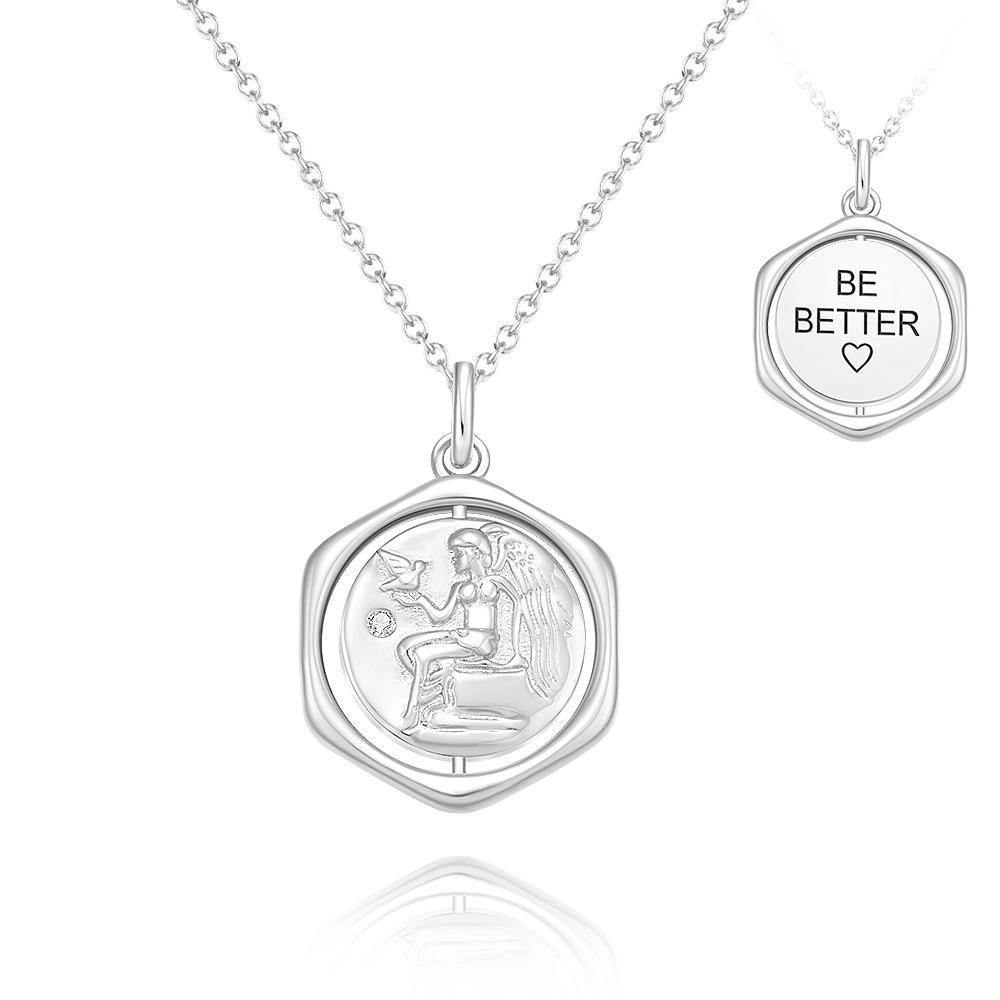 Engraved Necklace Victory Wishing Coin Memorial Gifts for Her - soufeelus
