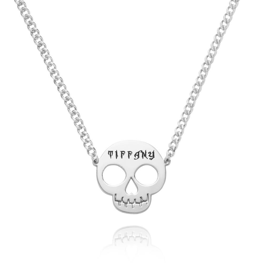 Engraved Necklace Skull Necklace Gifts 14k Gold Plated - soufeelus