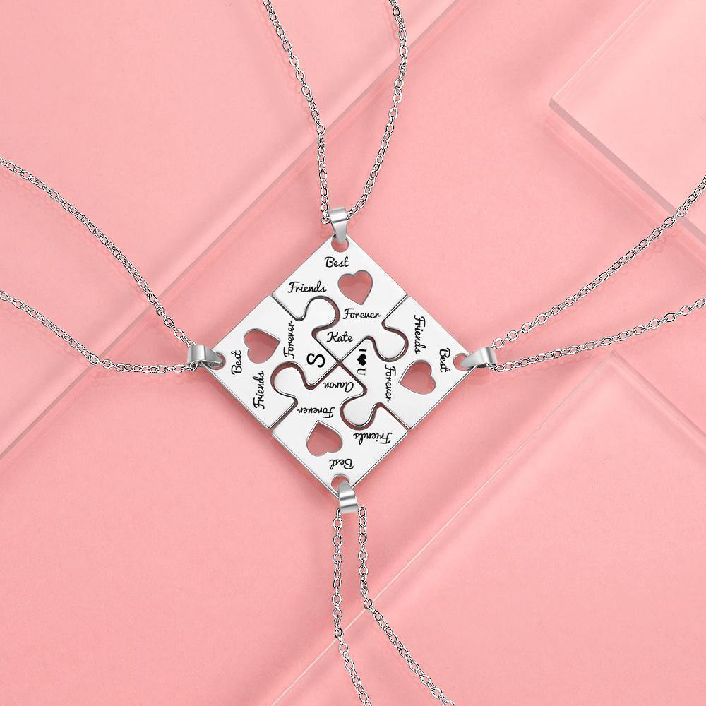 Engraved Necklace Puzzle Necklace Bridesmaid Necklace Silver - soufeelus