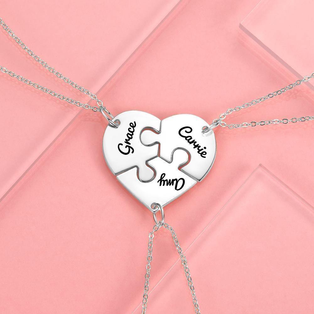 Puzzle Necklace Family Necklace Engraved Necklace Silver - soufeelus