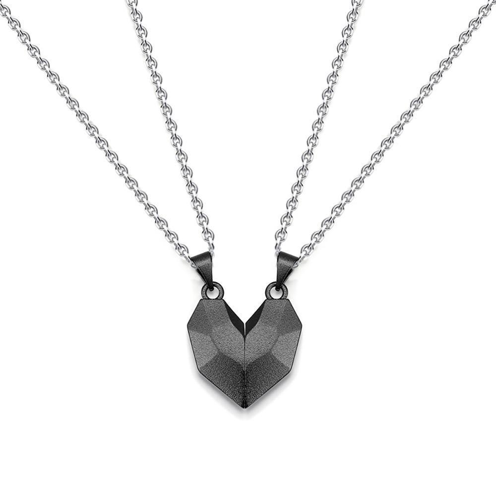 Engraved Necklace 2 Pieces Custom Magnetic Patchwork Heart-Shaped Necklace Gifts for Couple's - soufeelus