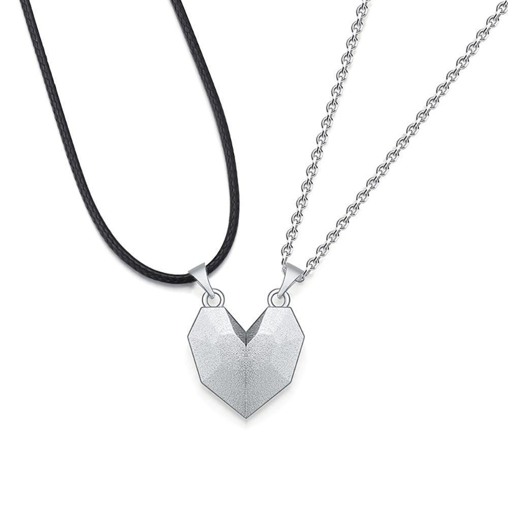 Engraved Necklace 2 Pieces Custom Magnetic Patchwork Heart-Shaped Necklace Gifts for Couple's - soufeelus