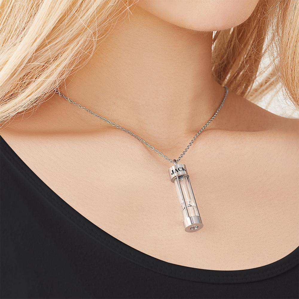 Custom Engraved Hourglass Ashes Necklace Memorial Gifts for Someone - soufeelus