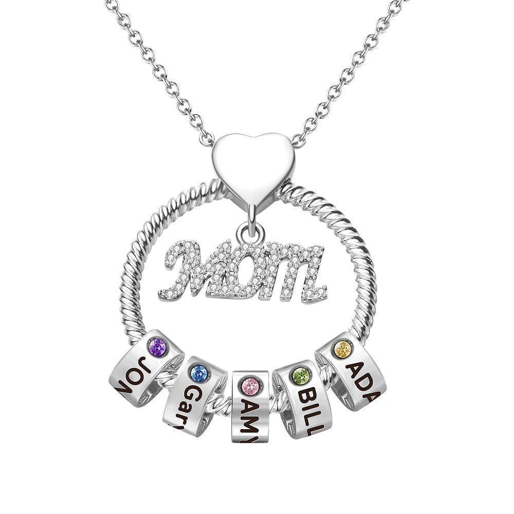 Custom Engraved Necklace With One Birthstone Gifts For Mom - Silver - soufeelus