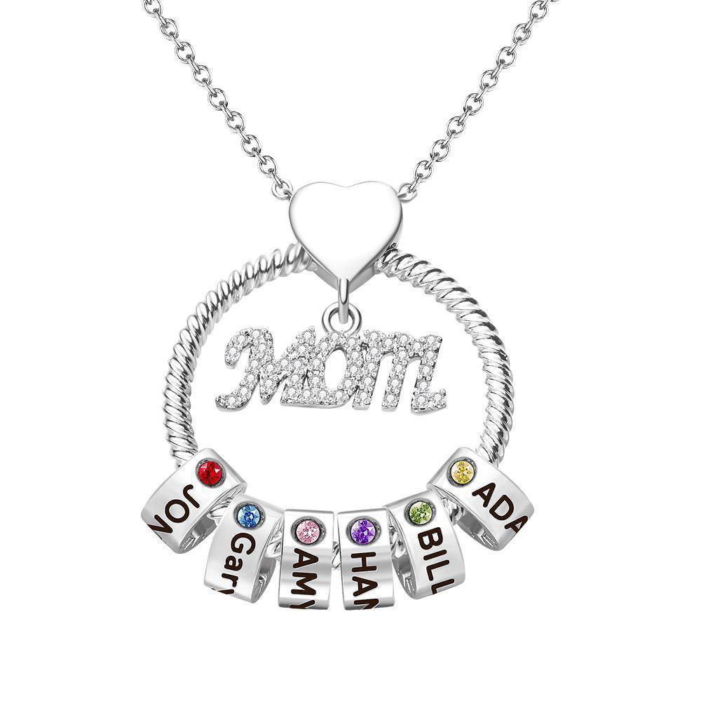 Custom Engraved Necklace With One Birthstone Gifts For Mom - Silver - soufeelus