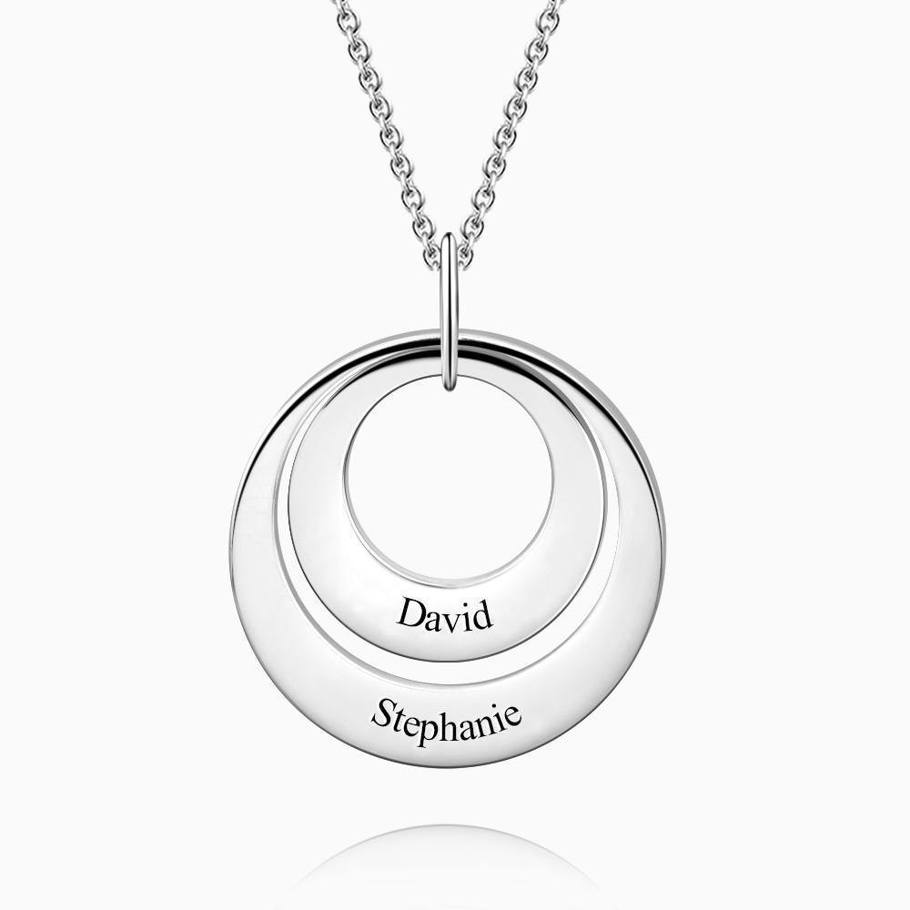 Engraved Two Disc Necklace Rose Gold Plated Silver - soufeelus