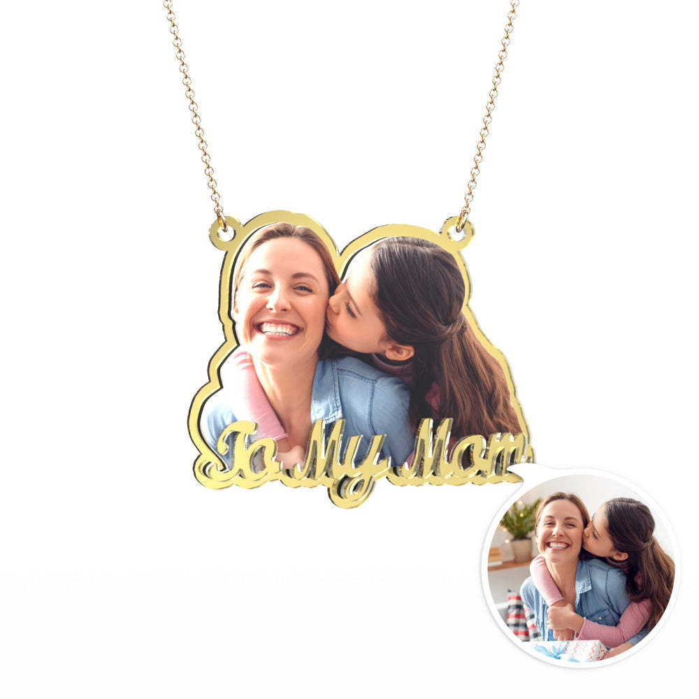 Custom Photo Engraved Gold Necklace Exquisite Custom Mother's Day Necklace Gift for Moms - 