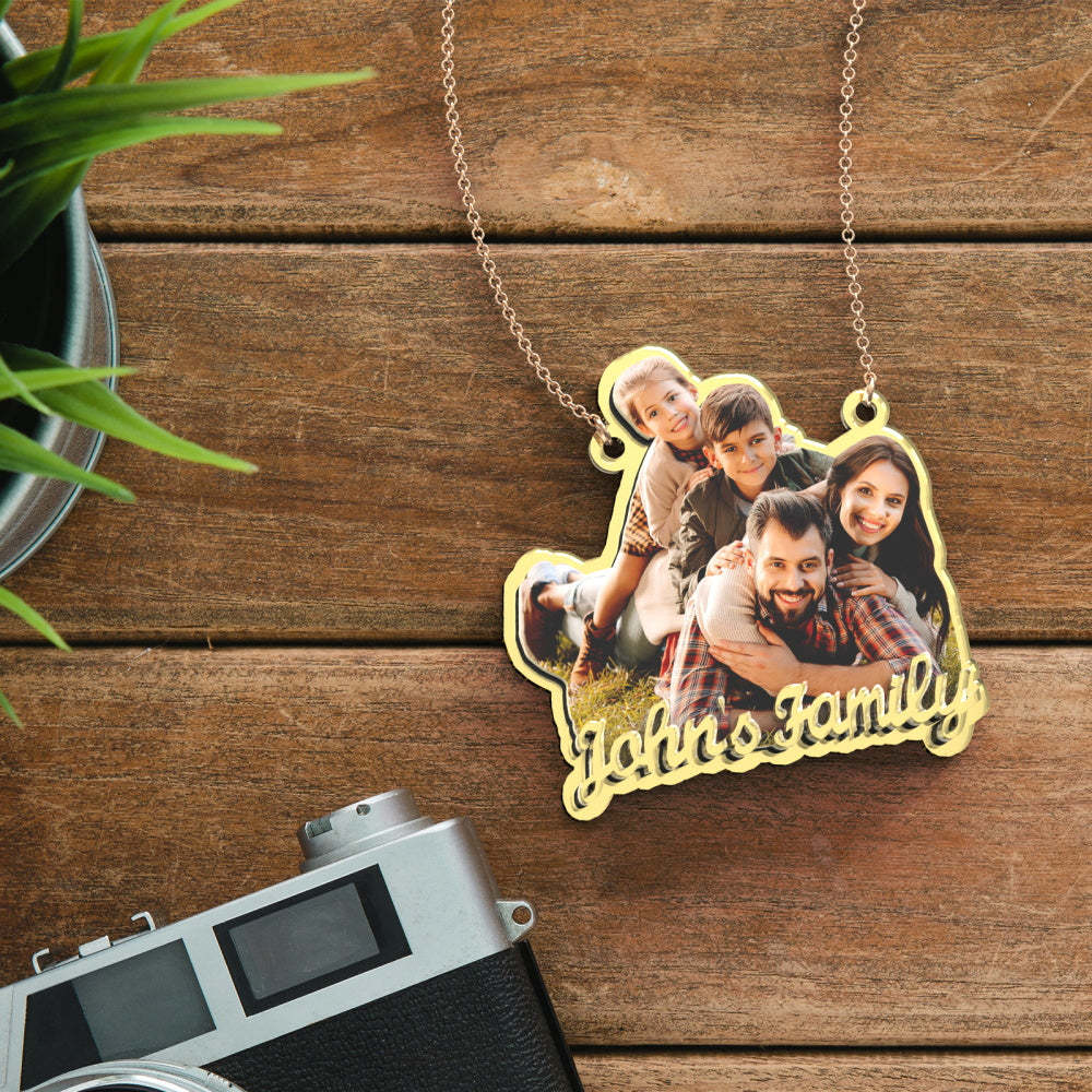 Custom Photo Engraved Gold Necklace Exquisite Custom Family Necklace Gift for Family - 