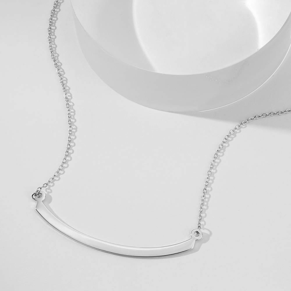Engraved Bar Necklace Silver - soufeelus