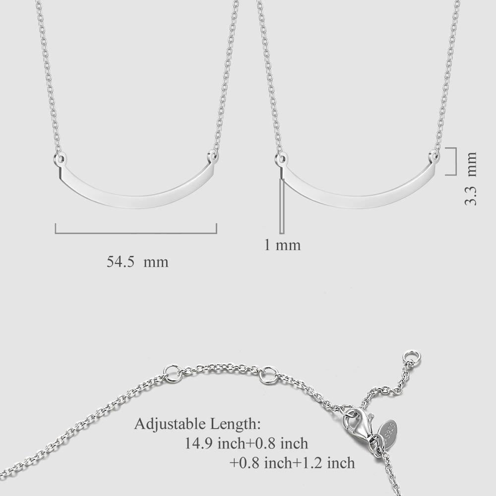 Engraved Bar Necklace Silver - soufeelus