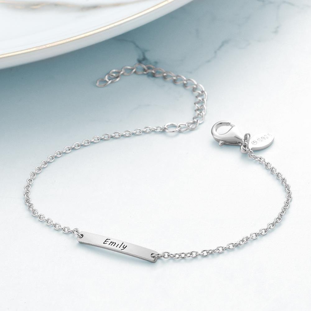 Engraved Bracelet Name Bracelet Memorial Gifts for Kids Silver - soufeelus