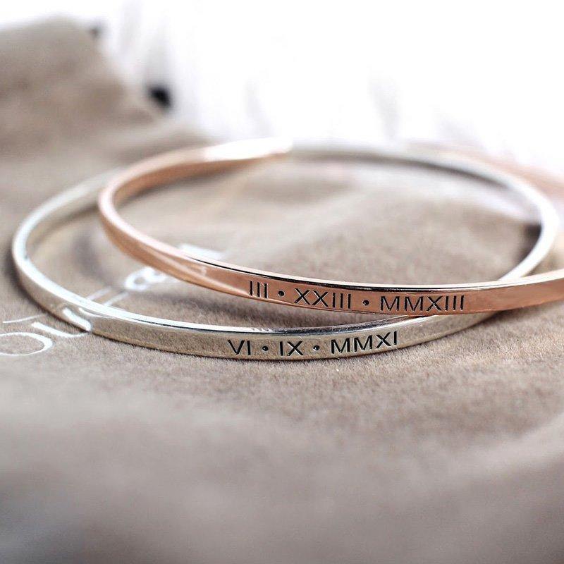 Engraved Bangle Silver - soufeelus