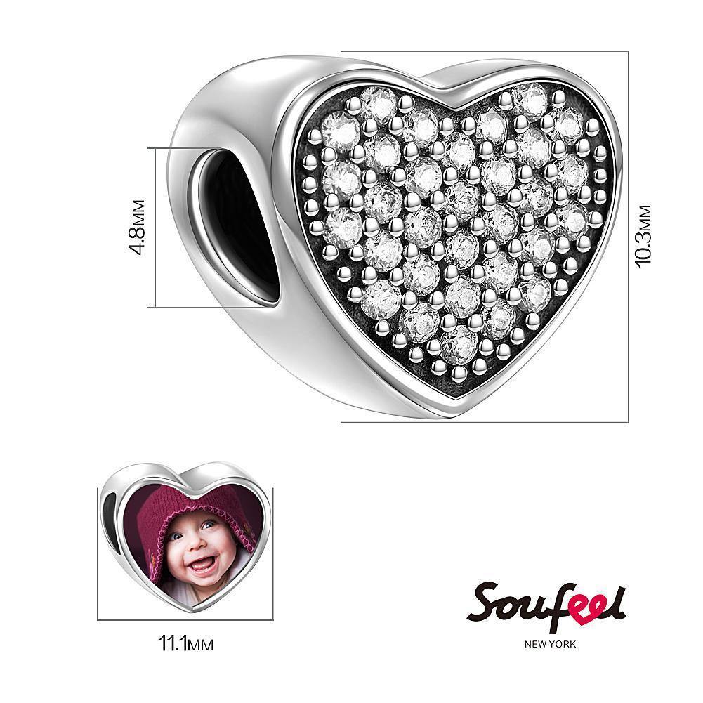 Heart Photo Charm with Pave CZ Silver - soufeelus