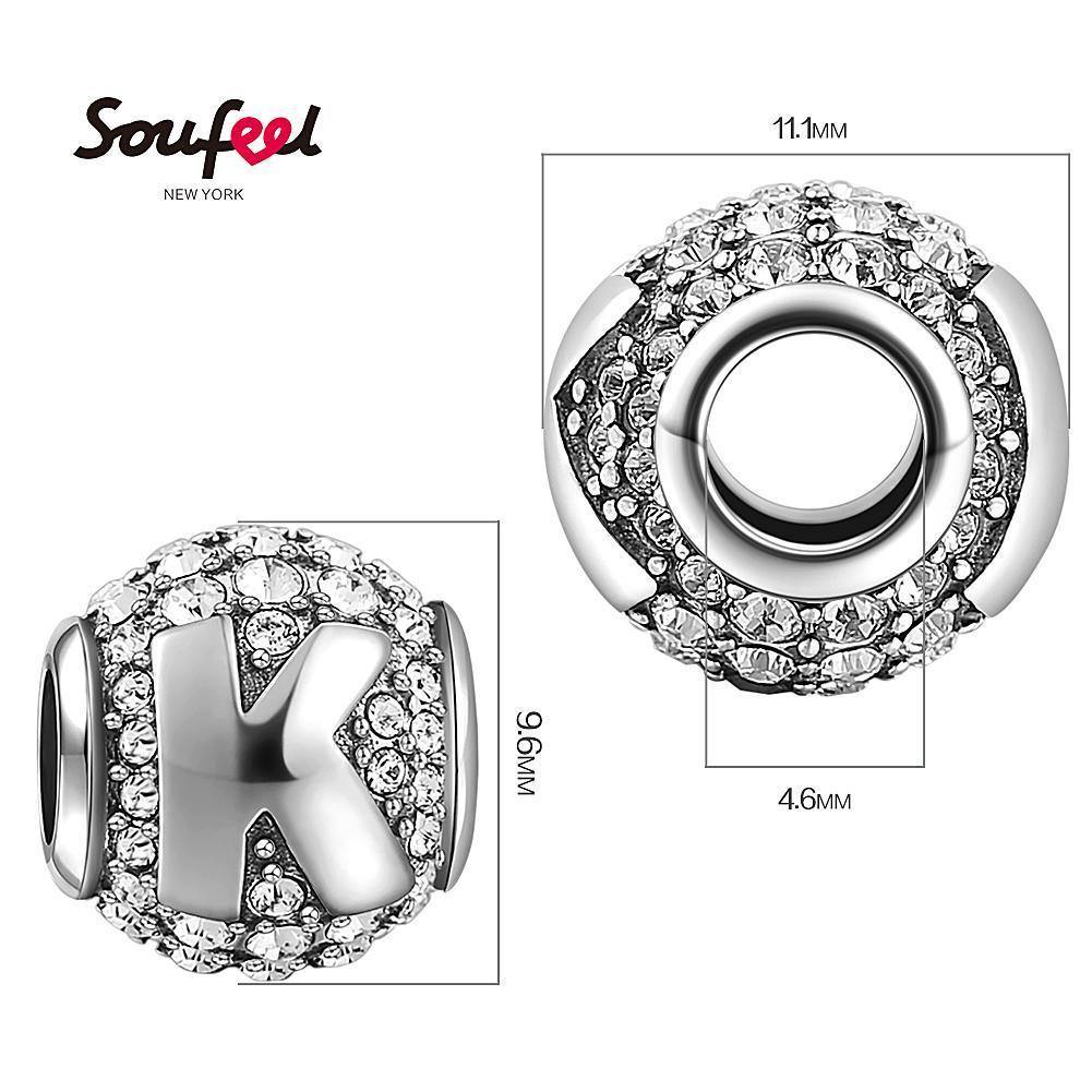 Soufeel Crystal Letter K Charm Silver - soufeelus