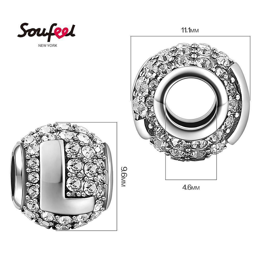 Soufeel Crystal Letter L Charm Silver - soufeelus