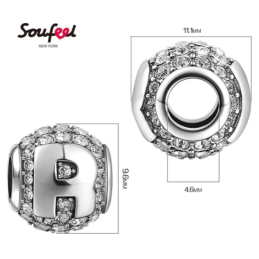 Soufeel Crystal Letter R Charm Silver - soufeelus