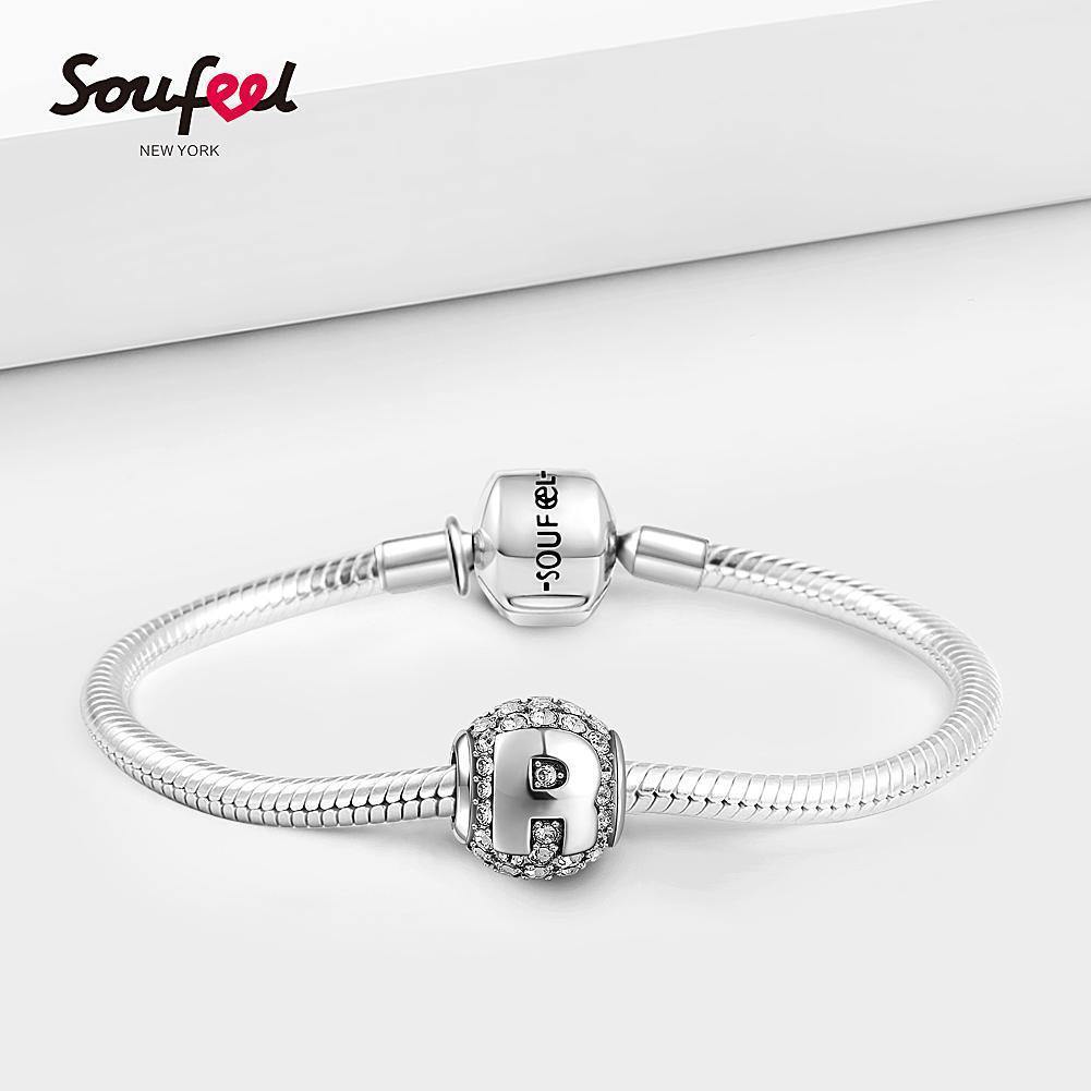 Soufeel Crystal Letter R Charm Silver - soufeelus