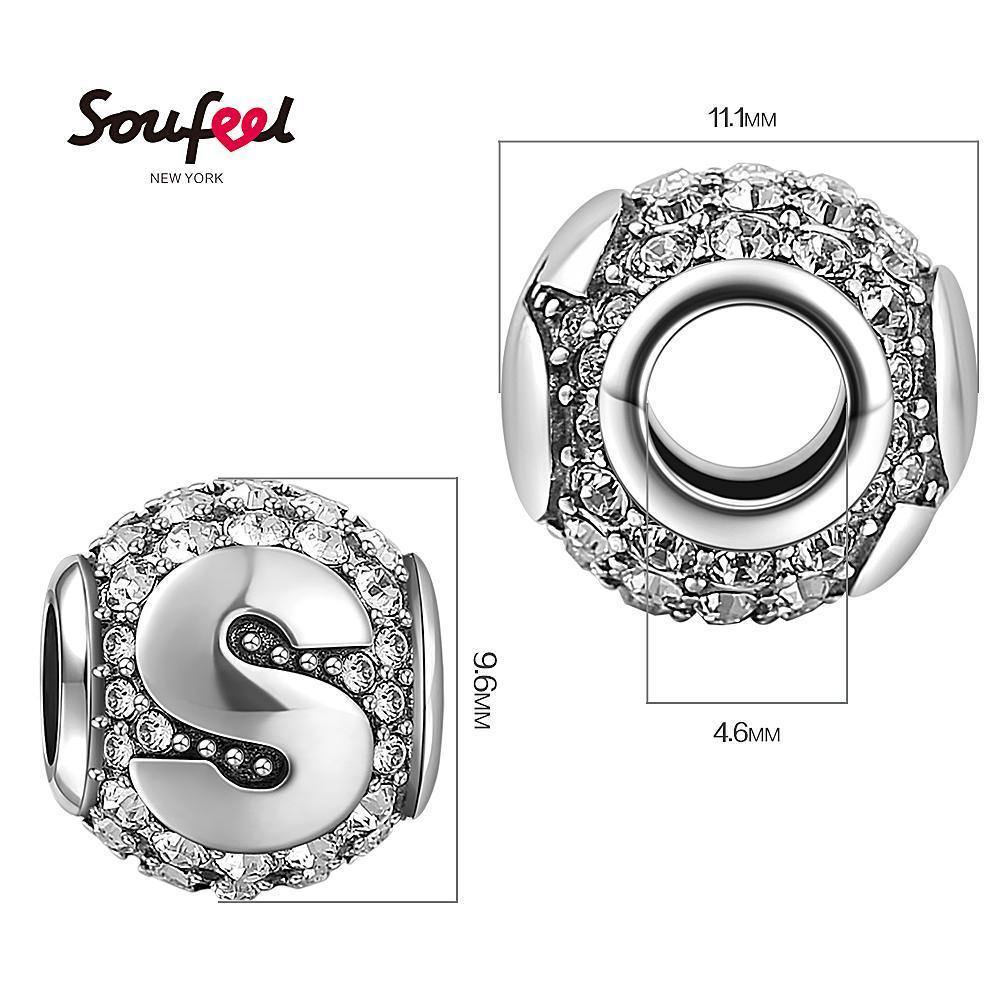 Soufeel Crystal Letter S Charm Silver - soufeelus