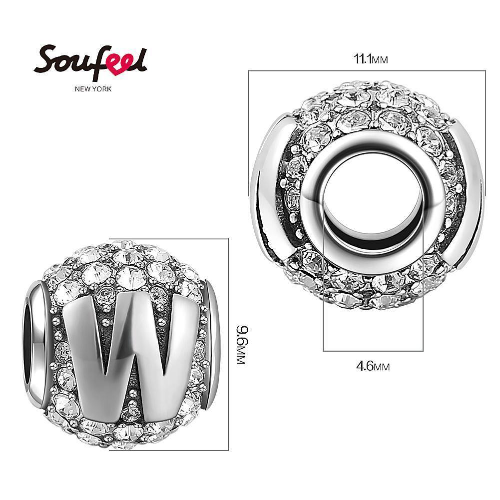 Soufeel Crystal Letter W Charm Silver - soufeelus