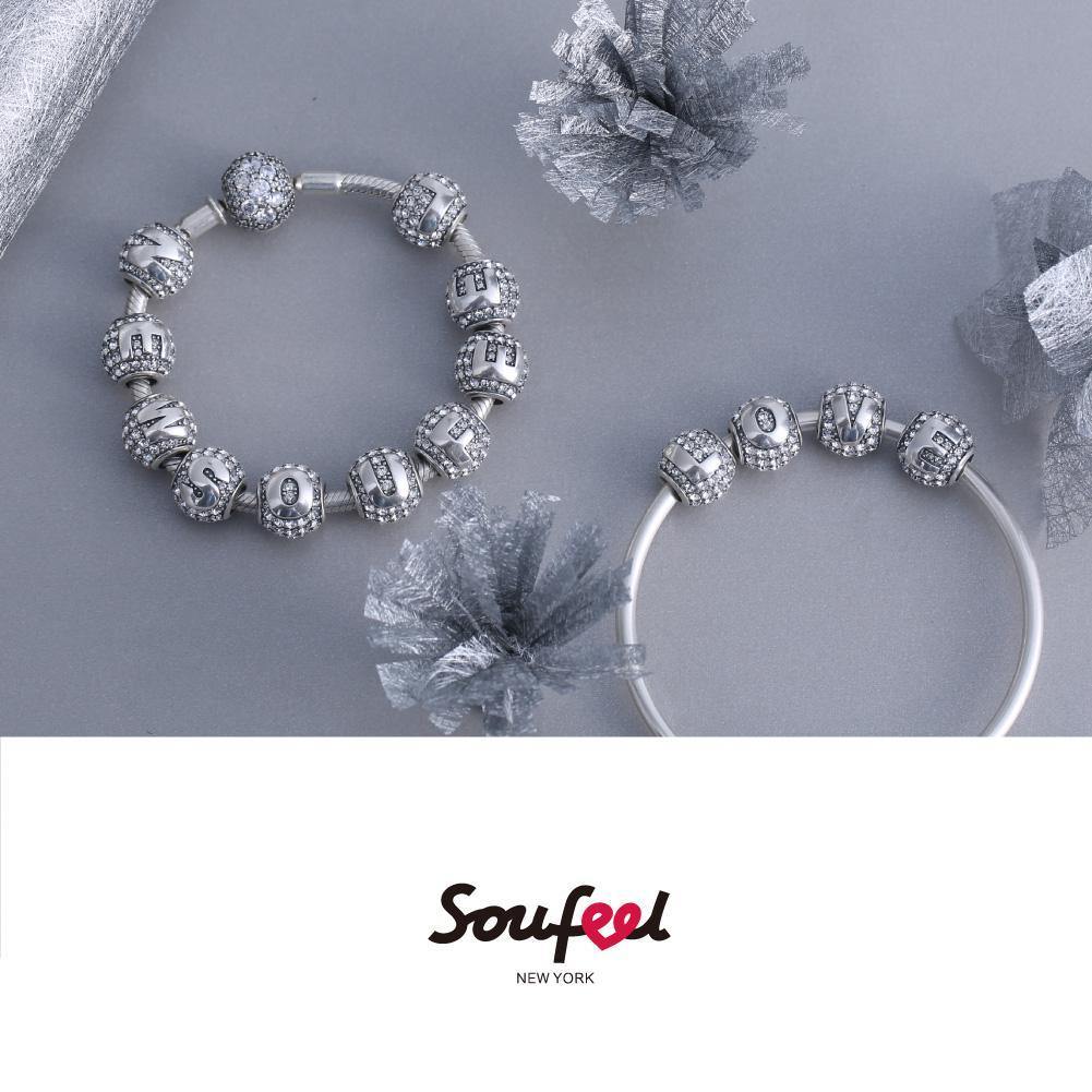 Soufeel Crystal Letter J Charm Silver - soufeelus