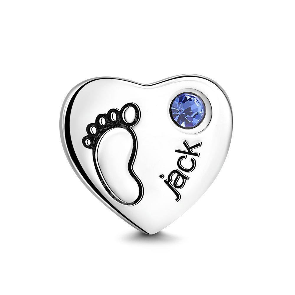 Engraved Charm Heart Baby Feet Locket with Custom Birthstone for Necklace - soufeelus