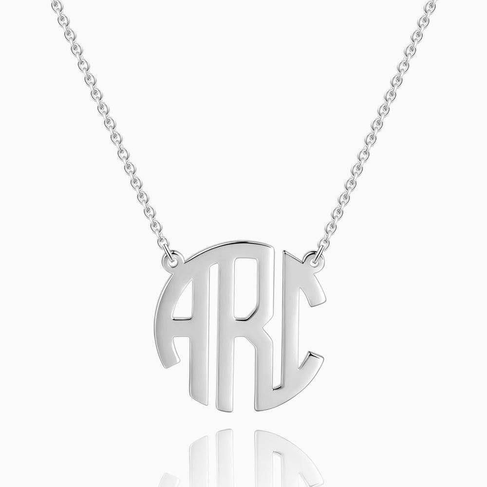 Personalized Block Monogram Necklace Silver - soufeelus