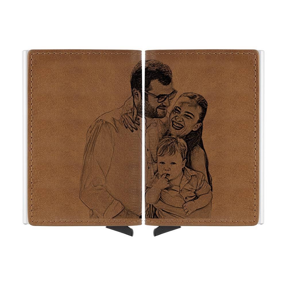 Custom Photo Business Card Holder, Personalised Leather Card Case - soufeelus