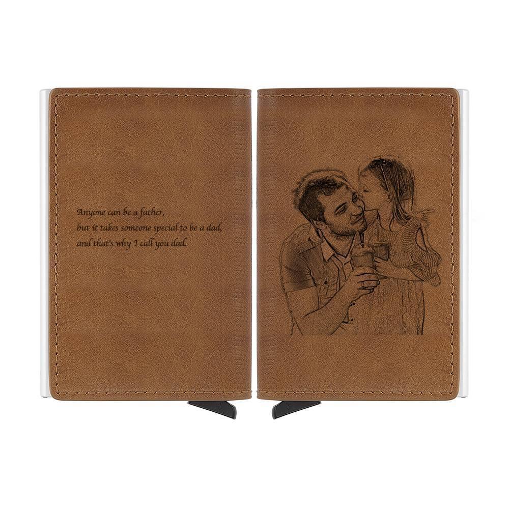 Photo Engraved Card Case, Leather Wallet Best Gift for Men - soufeelus