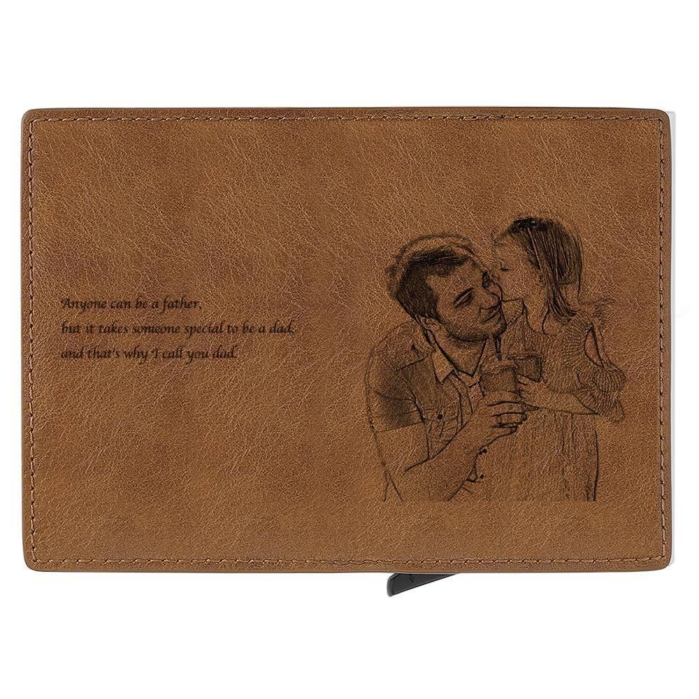 Photo Engraved Card Case, Leather Wallet Best Gift for Men - soufeelus