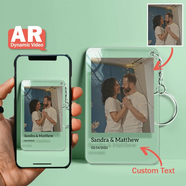 Scannable AR Video 3D Album Acrylic Keychain, Vedio Frame A Unique Photo Gift to Record Beautiful Moments for Loved Ones