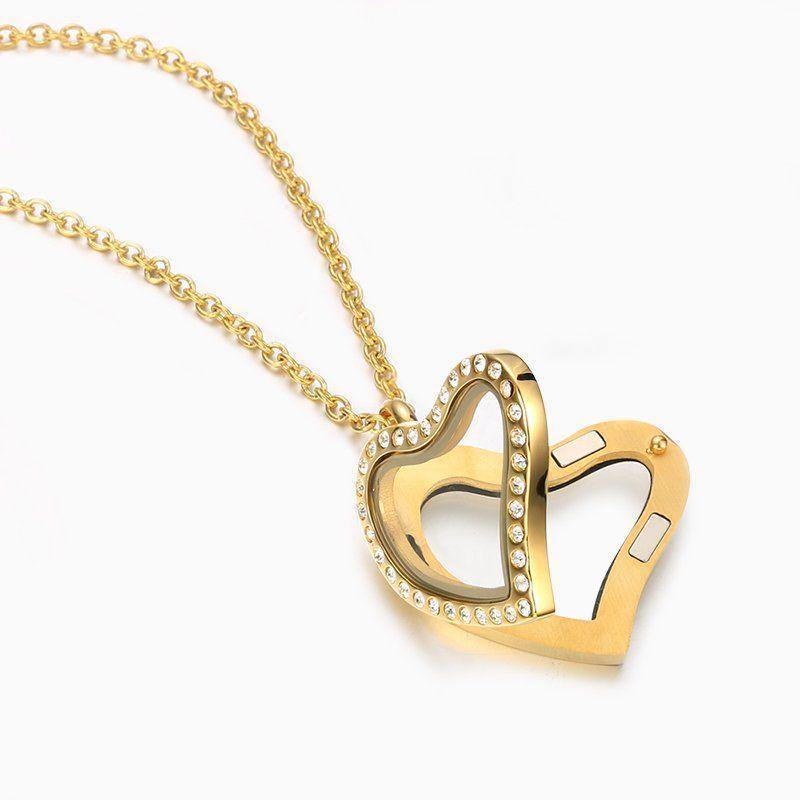 Heart with Crystal Locket Necklace - soufeelus