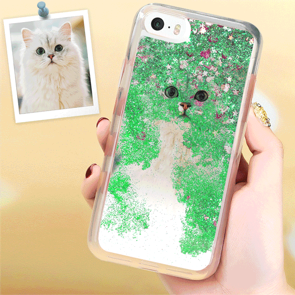 iPhone 6/6s Custom Quicksand Photo Protective Phone Case Soft Shell - Green - soufeelus