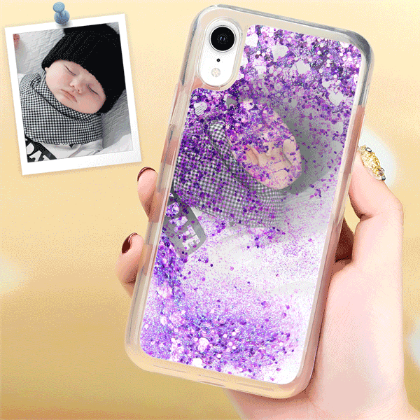 iPhone 6/6s Custom Quicksand Photo Protective Phone Case Soft Shell - Purple - soufeelus