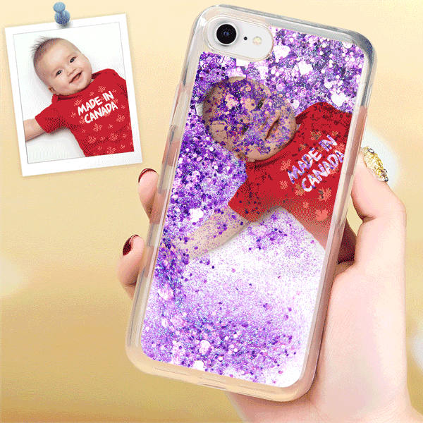 iPhone 7p/8p Custom Quicksand Photo Protective Phone Case Soft Shell - Purple - soufeelus