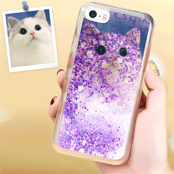 iPhone Xr Custom Quicksand Photo Protective Phone Case Soft Shell - Purple - soufeelus